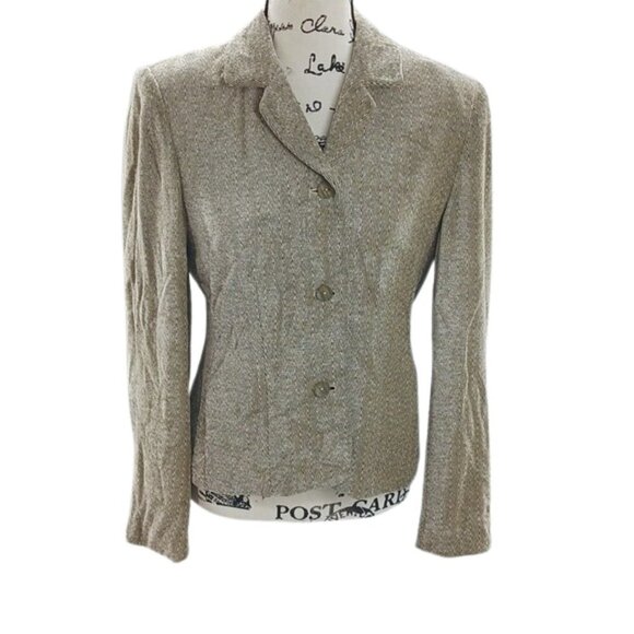 Loft Womens Size 6 Blazer Jacket Beige Velour Button Front Career Workwear - Picture 1 of 5